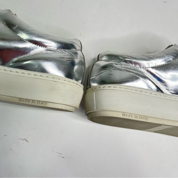 ACNE STUDIOS Adriana Silver Metallic Calf Leather Emotion Plate Face Sneakers - Picture 10 of 14